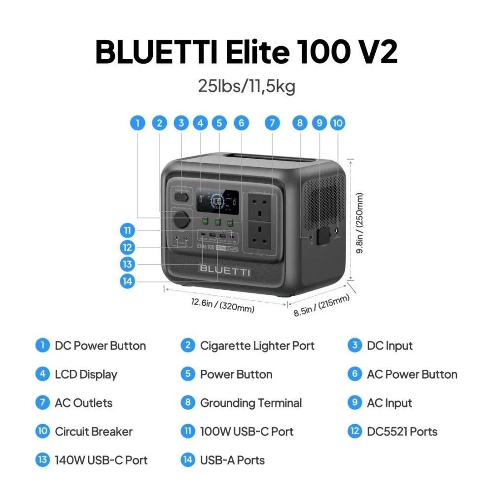 BLUETTI Elite 100 V2 Renew 1800W Power Station